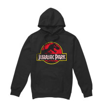 (L, Black) Jurassic Park Unisex Adult Distressed Logo Hoodie