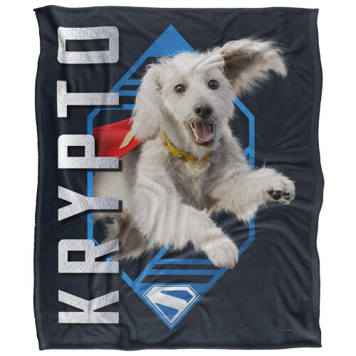 Superman (60in x 50in, Black/White) Superman Silky Diamond Krypto Supersoft Blanket