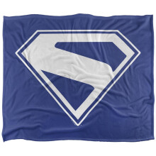 (50in x 60in, Blue/White) Superman Silky Logo Supersoft Blanket