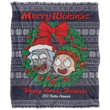 (36in x 58in, Multicoloured) Rick And Morty Merry Rickmas Christmas Blanket