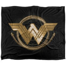 (58in x 36in, Multicoloured) Wonder Woman Gold Logo Blanket