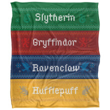 (36in x 58in, Multicoloured) Harry Potter Hogwarts Houses Christmas Blanket