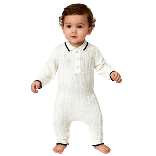Pretty Green Baby Cable Knit Collared Romper 2