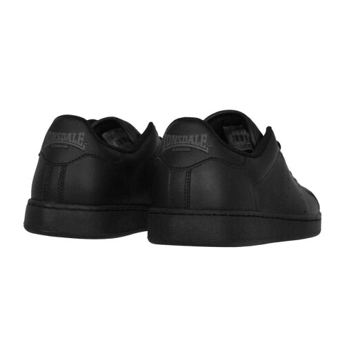 LONSDALE (10.5 UK, Black) Lonsdale Mens Leather Flat Trainers 1