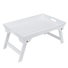 Outdoor Folding Table,Wooden Lazy Dormitory Bed Laptop Small Table,Tray Camping Picnic Portable Thickened Desk White