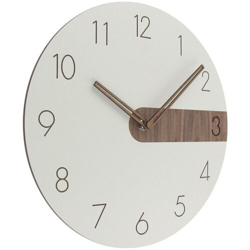 Round Wall Clock White MDF Wood 1 Piece