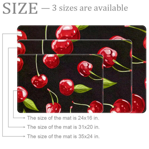 Cherry Berries Black Entryway Rug 2x3 ft 1