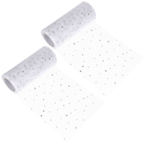 Glitter Tulle Fabric Roll White Gauze 2 Rolls