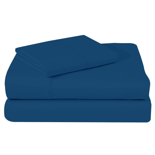 Navy Blue King Woolen Bed Set 4-Piece