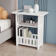Slim White End Table with Magazine Rack 1 Piece