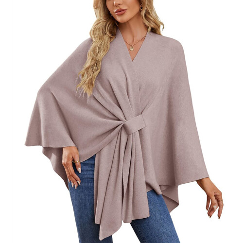 Women's Khaki Shawl Wrap Poncho Sweater Spring Fall Winter 1