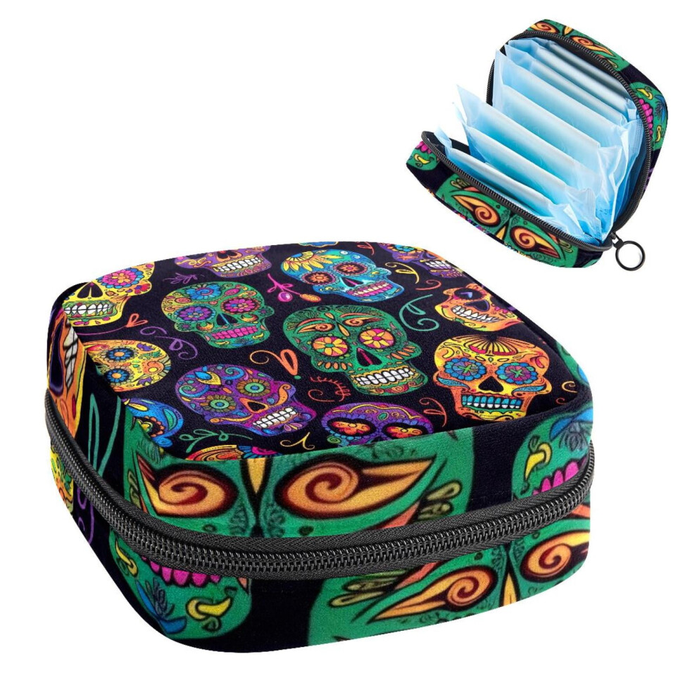 Sanitary Napkin Storage Bag Portable Skull Pattern