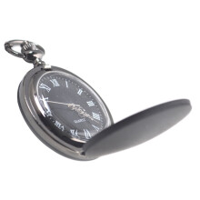 Black Frosted Pocket Watch with Chain Solar for Men and