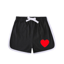 Kids Casual Running Shorts Heart Graphic Straight Leg
