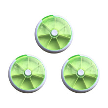 Pill Box, 7 Day Pill Dispenser, Round Pill Box, 7 Day Circular Shape Rotary Style Pill Cases Green