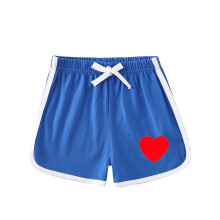 Blue Heart Lover Print Kids Shorts Soft Casual Straight Leg