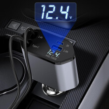 R120W Car Charger Dual USB-C Micro-USB 31.5in Retractable