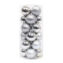 Christmas Ball Set Shatterproof Silver 24 Pieces