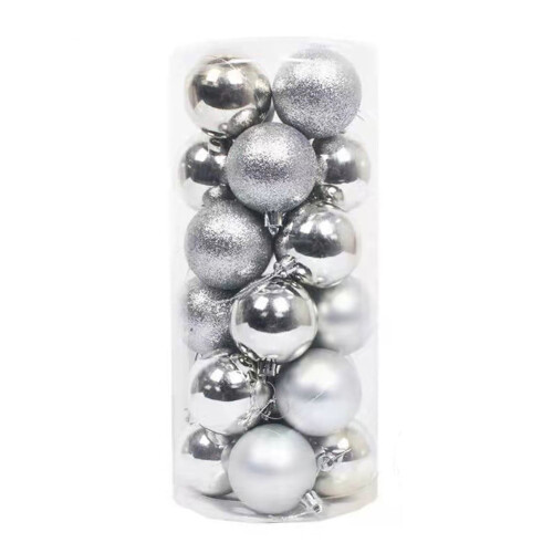 Christmas Ball Set Shatterproof Silver 24 Pieces