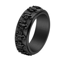 Men's Stainless Steel Scorpion Ring Vintage Punk Style 8mm