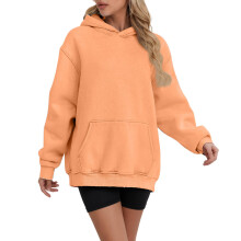Women's Hoodie Drawstring Zip-Up Casual Sweatshirt Orange