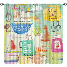 Kitchen Curtains Food Pattern Rod Pocket Thermal Insulated