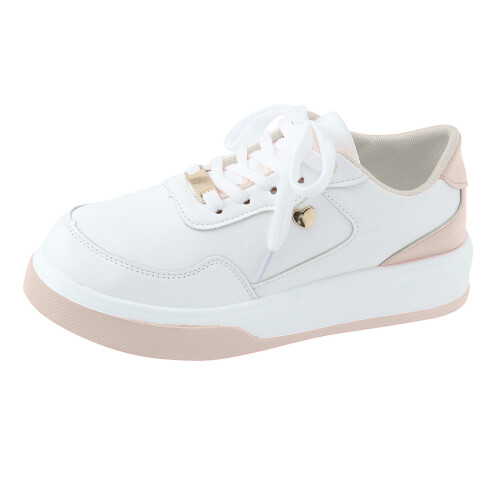Women's color-blocking leather lace-up sneaker boots thick
