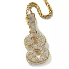 Hip Hop Number Letter Pendant Necklace Silver 3