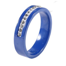 Women's Ceramic Ring with Cubic Zirconia Inlay Blue Size 8
