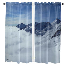 Winter snow mountain curtain for living room bedroom kids