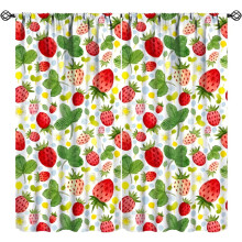 Red Strawberry Curtains Watercolor Design 72x63 Inch