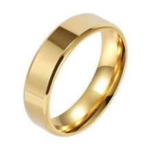 Stainless Steel Simplicity Ring Gold 6mm Size 12