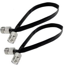 2pcs- 20cm RF Coaxial Cable Window/Door Pass Through Flat Cable, SO239 UHF Female to Female Male Connector