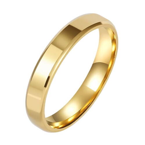 Stainless Steel Double Beveled Ring Gold Size 7