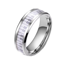 Men's Stainless Steel Piano Keys Ring Silver Size 12