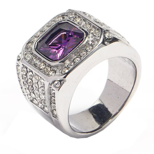 Stainless Steel Cubic Zirconia Promise Ring Silver Light