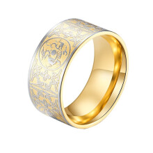 Men's Stainless Steel Guardian Beast Ring Gold Size 9