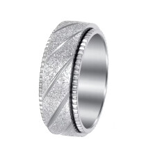 Stainless Steel Rotatable Matte Ring Silver Size 7