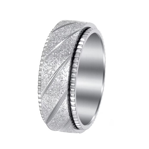 Stainless Steel Rotatable Matte Ring Silver Size 7