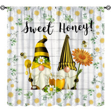 White Wood Stripe Bee Curtains Rod Pocket Thermal 2 Panels