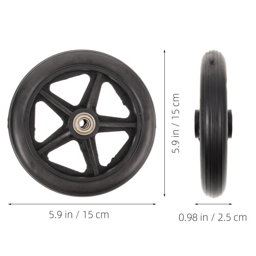 Wheelchair Replacement Wheels Black PVC 2 Pieces 1