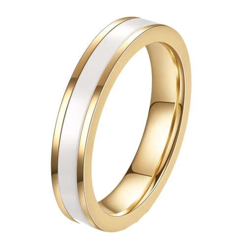 Women's Ceramic Wedding Band Ring White 4mm Size 8