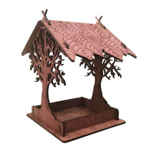Handmade Pagoda Wooden Bird Feeder Outdoor 1 Piece