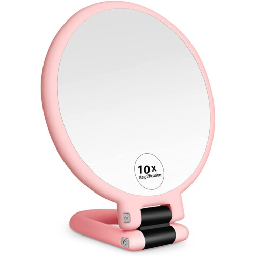 Handheld Magnifying Mirror 10X/1X Folding Travel Makeup