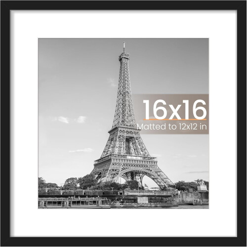 16x16 Picture Frame Black Wall Hanging Square Frame 1 Pack
