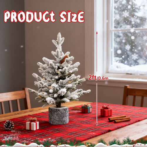 Pre-Lit Flocked Basin Tree 2FT 30 Warm White LEDs 1