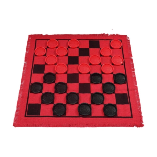 Checkers Board Game Set Jumbo Reversible Mat 3-in-1