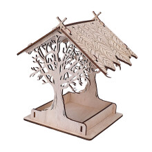 Outdoor Bird Feeder Pagoda Style Wooden Standable Hanging