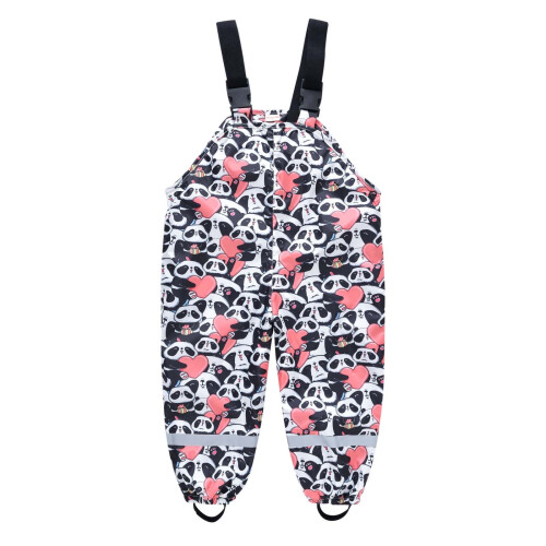 Rain Bibs for Kids Waterproof Suspender Overalls Black Size