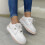 Women's color-blocking leather lace-up sneaker boots thick 3
